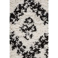 Zaria 153 White Black Moroccan Inspired Modern Shaggy Runner Rug - Rugs Of Beauty - 6