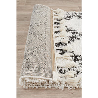Zaria 153 White Black Moroccan Inspired Modern Shaggy Runner Rug - Rugs Of Beauty - 7