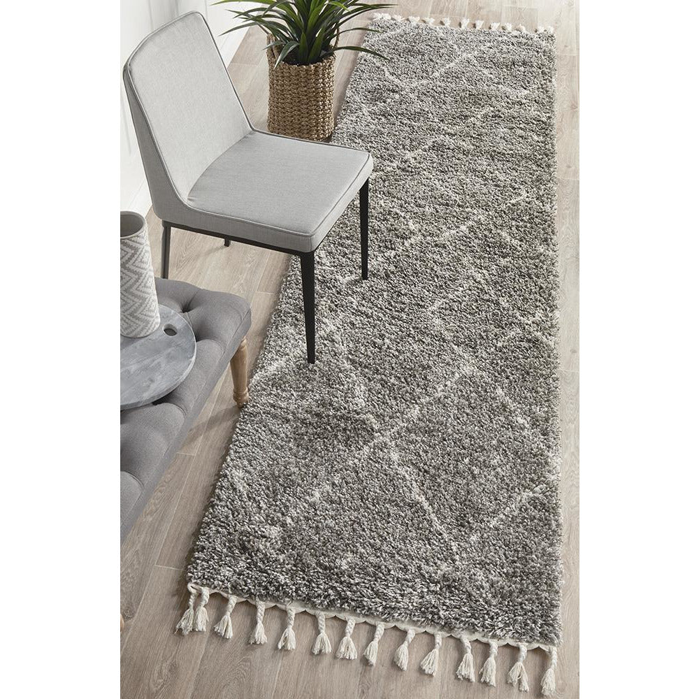Zaria 154 Grey Moroccan Inspired Modern Shaggy Runner Rug - Rugs Of Beauty - 2