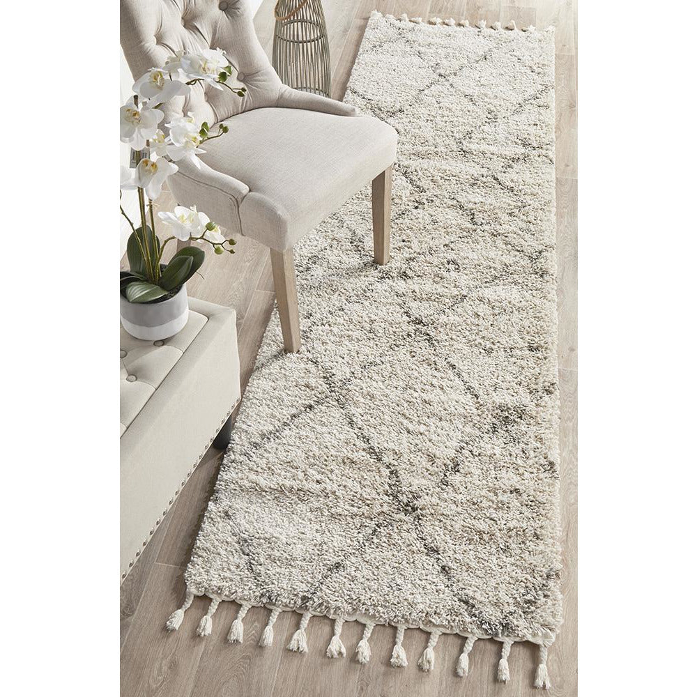 Zaria 154 Natural Moroccan Inspired Modern Shaggy Runner Rug - Rugs Of Beauty - 2