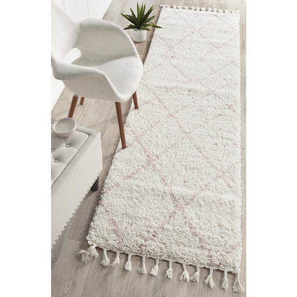 Zaria 154 Pink Moroccan Inspired Modern Shaggy Runner Rug - Rugs Of Beauty - 2