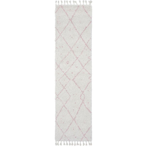 Zaria 154 Pink Moroccan Inspired Modern Shaggy Runner Rug - Rugs Of Beauty - 1