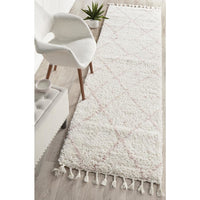Zaria 154 Pink Moroccan Inspired Modern Shaggy Runner Rug - Rugs Of Beauty - 2