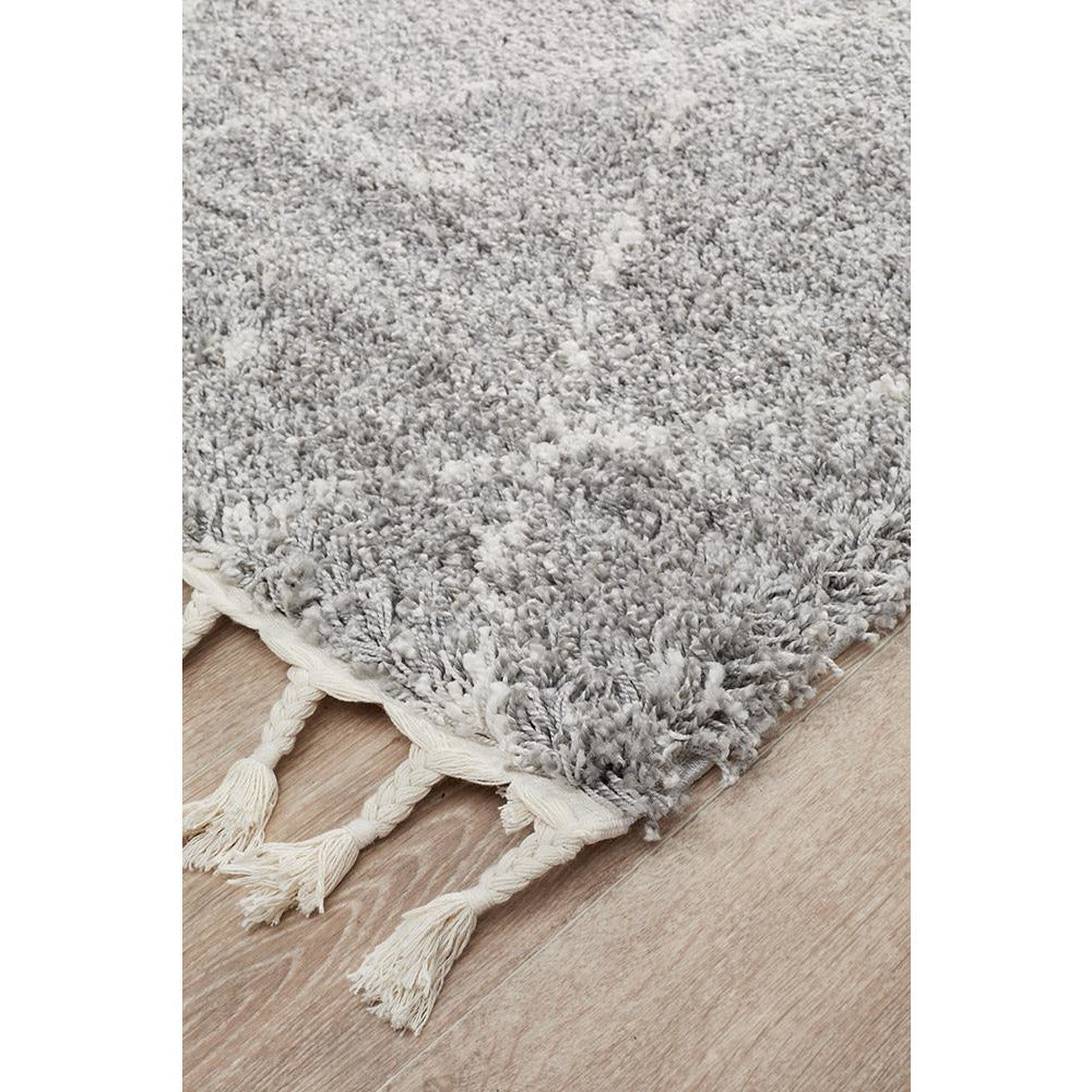 Zaria 154 Silver Grey Moroccan Inspired Modern Shaggy Runner Rug - Rugs Of Beauty - 3
