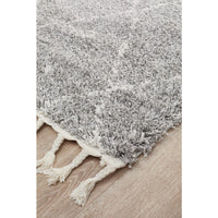 Zaria 154 Silver Grey Moroccan Inspired Modern Shaggy Runner Rug - Rugs Of Beauty - 3