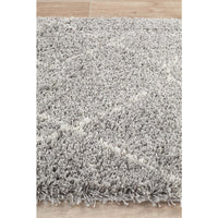 Zaria 154 Silver Grey Moroccan Inspired Modern Shaggy Runner Rug - Rugs Of Beauty - 4