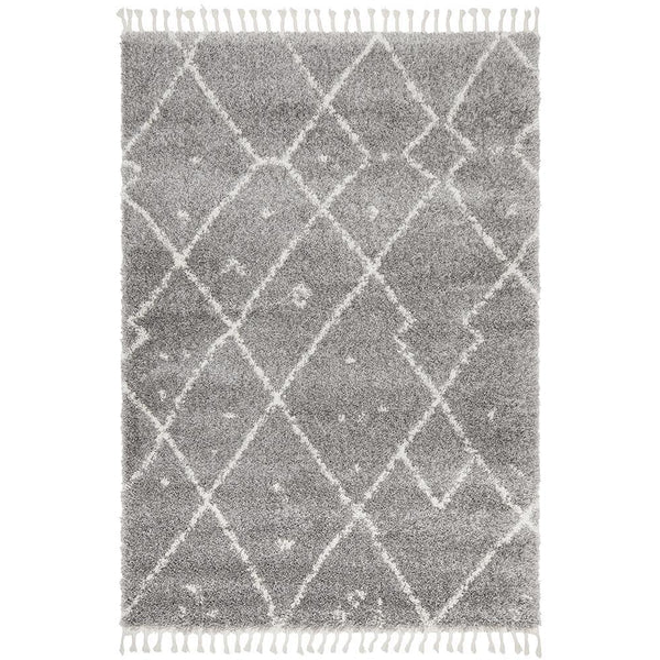 Zaria 154 Silver Grey Moroccan Inspired Modern Shaggy Rug - Rugs Of Beauty - 1