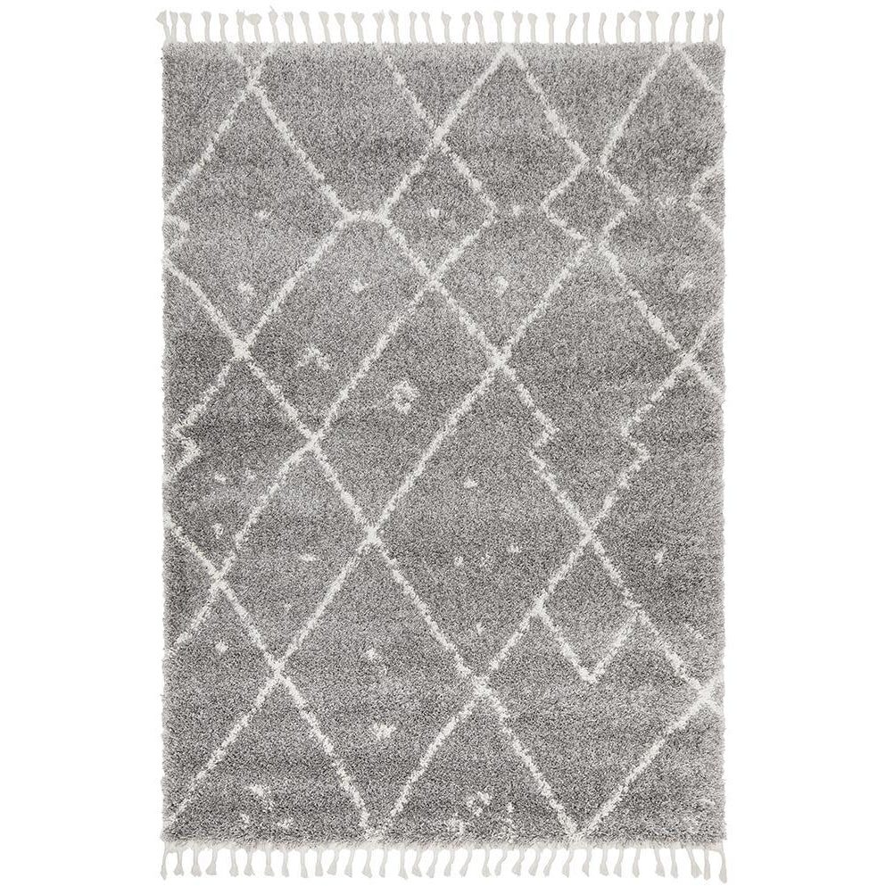 Zaria 154 Silver Grey Moroccan Inspired Modern Shaggy Rug - Rugs Of Beauty - 1