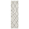 Zaria 154 White Black Moroccan Inspired Modern Shaggy Runner Rug - Rugs Of Beauty - 1