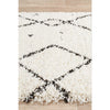 Zaria 154 White Black Moroccan Inspired Modern Shaggy Runner Rug - Rugs Of Beauty - 3