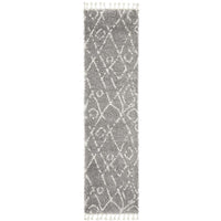 Zaria 155 Silver Grey Moroccan Inspired Modern Shaggy Runner Rug - Rugs Of Beauty - 1