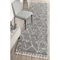Zaria 155 Silver Grey Moroccan Inspired Modern Shaggy Runner Rug - Rugs Of Beauty - 2