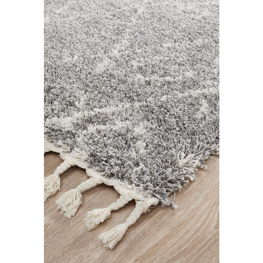 Zaria 155 Silver Grey Moroccan Inspired Modern Shaggy Runner Rug - Rugs Of Beauty - 3