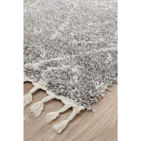 Zaria 155 Silver Grey Moroccan Inspired Modern Shaggy Runner Rug - Rugs Of Beauty - 3