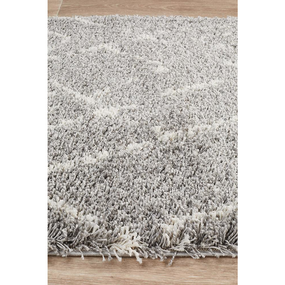 Zaria 155 Silver Grey Moroccan Inspired Modern Shaggy Runner Rug - Rugs Of Beauty - 5