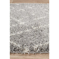 Zaria 155 Silver Grey Moroccan Inspired Modern Shaggy Runner Rug - Rugs Of Beauty - 5