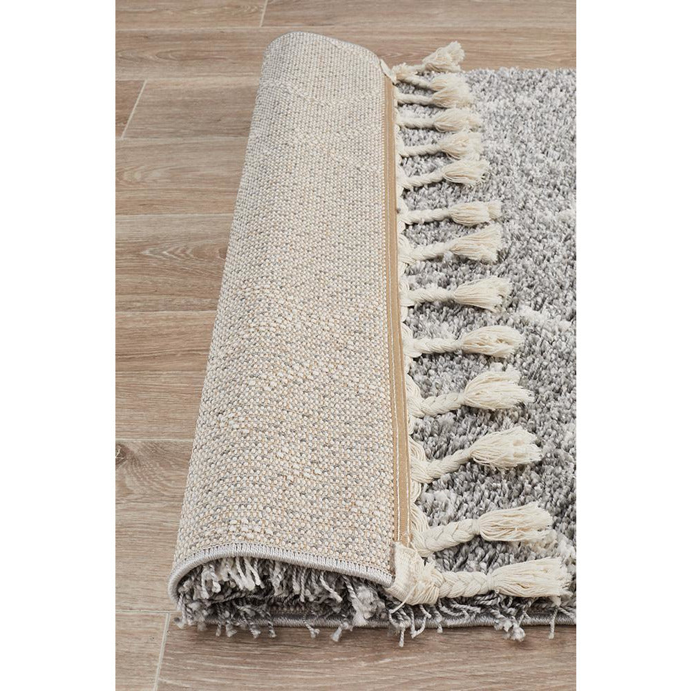 Zaria 155 Silver Grey Moroccan Inspired Modern Shaggy Runner Rug - Rugs Of Beauty - 7