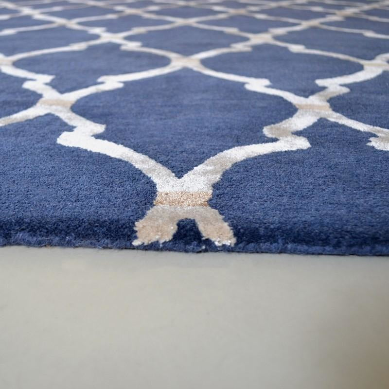 Sanderson Empire Trellis Indigo 45508 Designer Wool / Viscose Rug - Rugs Of Beauty - 4