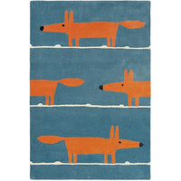 Scion Mr Fox Denim 25318 Modern Designer Wool Rug - Rugs Of Beauty - 1