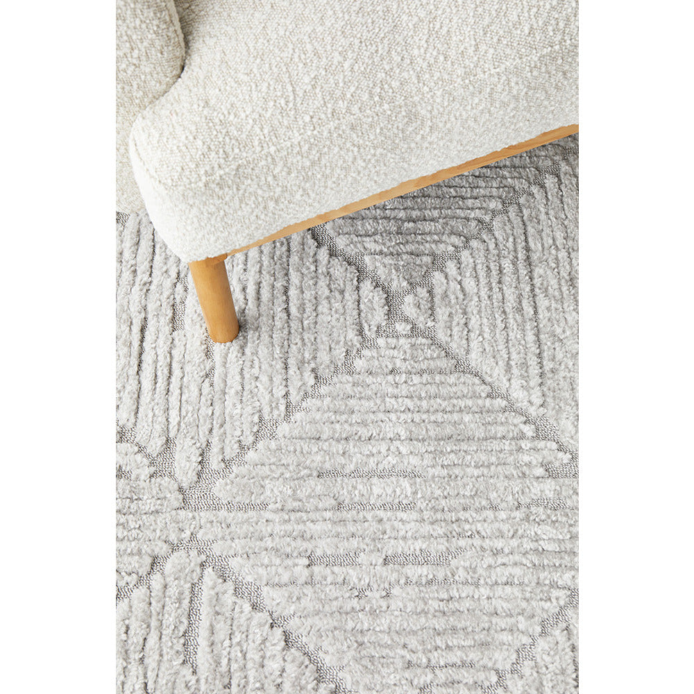 Porto 3428 Silver Grey Patterned Modern Rug - Rugs Of Beauty - 3