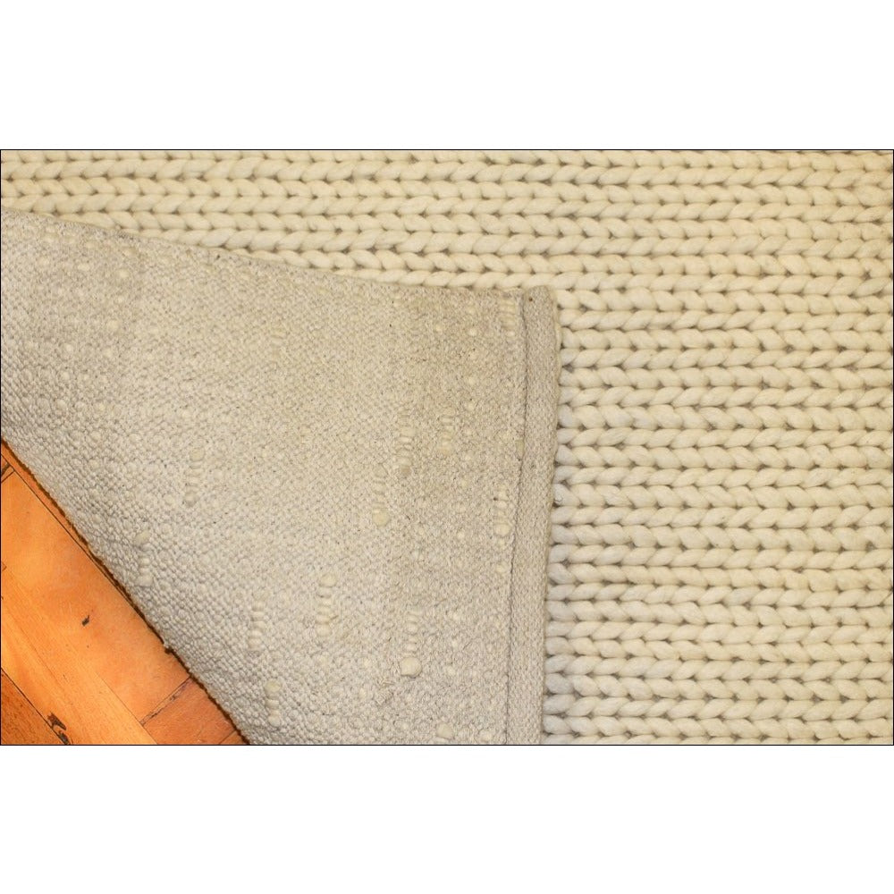 Hand Woven Felted Wool Braided Rug - Link1003 - Ivory White - Rugs Of Beauty