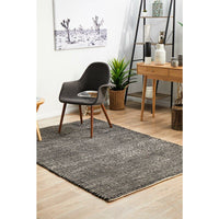 Carlos Felted Wool Flatweave Rug Black Natural - Rugs Of Beauty - 3