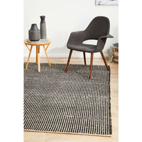 Carlos Felted Wool Flatweave Rug Black Natural - Rugs Of Beauty - 4