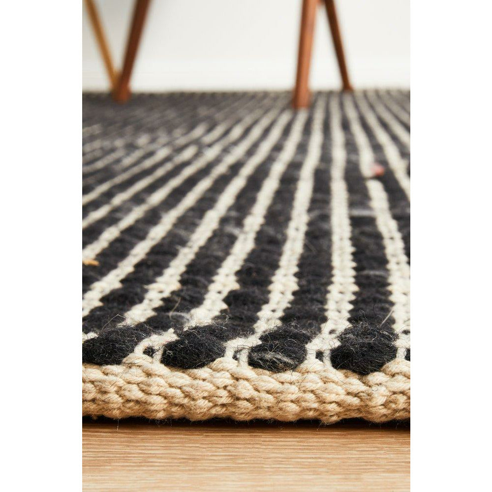 Carlos Felted Wool Flatweave Rug Black Natural - Rugs Of Beauty - 7