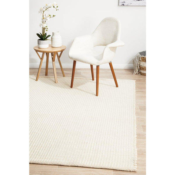 Carlos Felted Wool Flatweave Rug White Natural - Rugs Of Beauty - 3