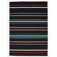 Oslo Multi Coloured Stripe Flat Weave Wool Rug Black - Rugs Of Beauty
