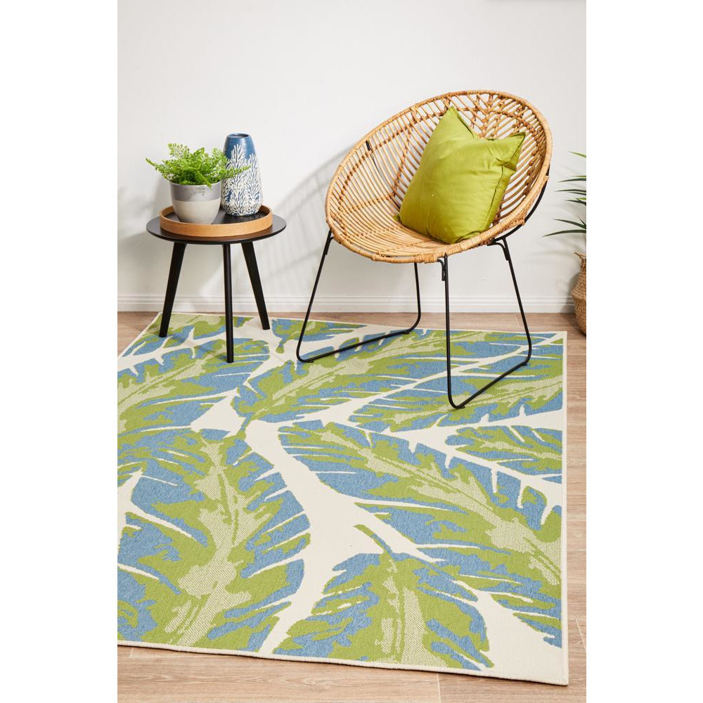 Coogee 4451 Green Blue Leaves Indoor Outdoor Modern Rug - Rugs Of Beauty - 4