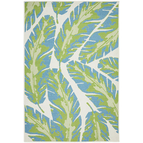 Coogee 4451 Green Blue Leaves Indoor Outdoor Modern Rug - Rugs Of Beauty - 1