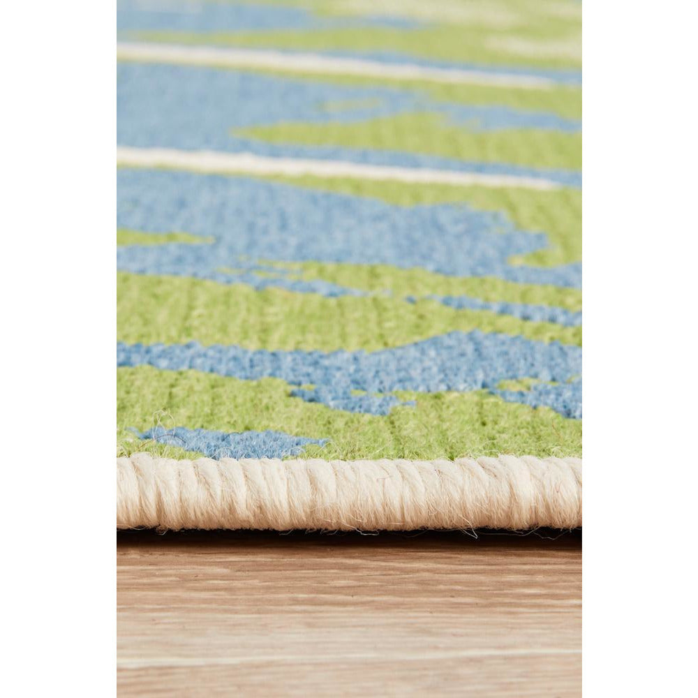 Coogee 4451 Green Blue Leaves Indoor Outdoor Modern Rug - Rugs Of Beauty - 8