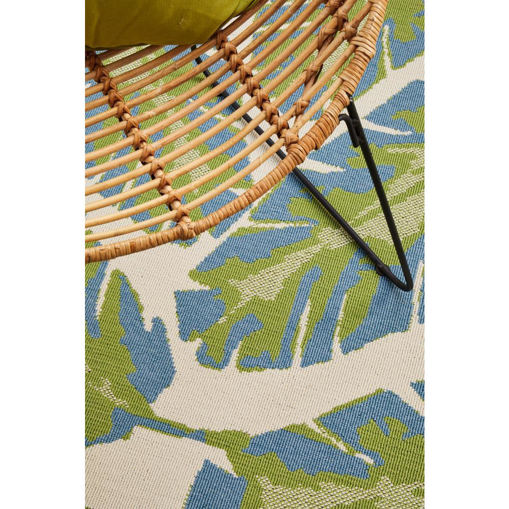 Coogee 4451 Green Blue Leaves Indoor Outdoor Modern Rug - Rugs Of Beauty - 5