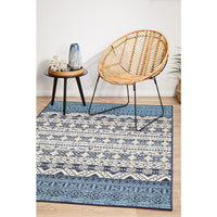 Coogee 4452 White Blue Tribal Inspired Indoor Outdoor Modern Rug - Rugs Of Beauty - 4