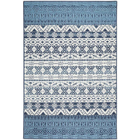 Coogee 4452 White Blue Tribal Inspired Indoor Outdoor Modern Rug - Rugs Of Beauty - 1