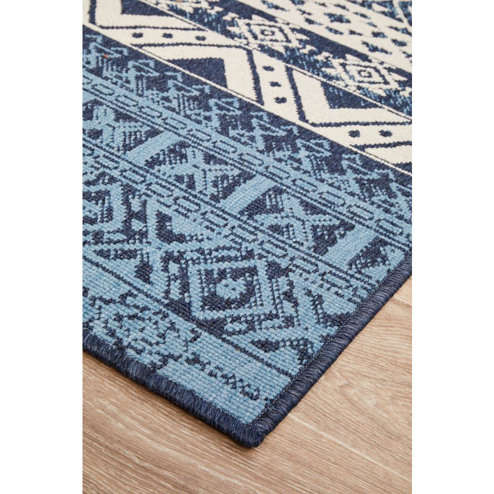 Coogee 4452 White Blue Tribal Inspired Indoor Outdoor Modern Rug - Rugs Of Beauty - 6