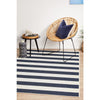 Coogee 4453 Navy Blue White Stripes Indoor Outdoor Modern Rug - Rugs Of Beauty - 4