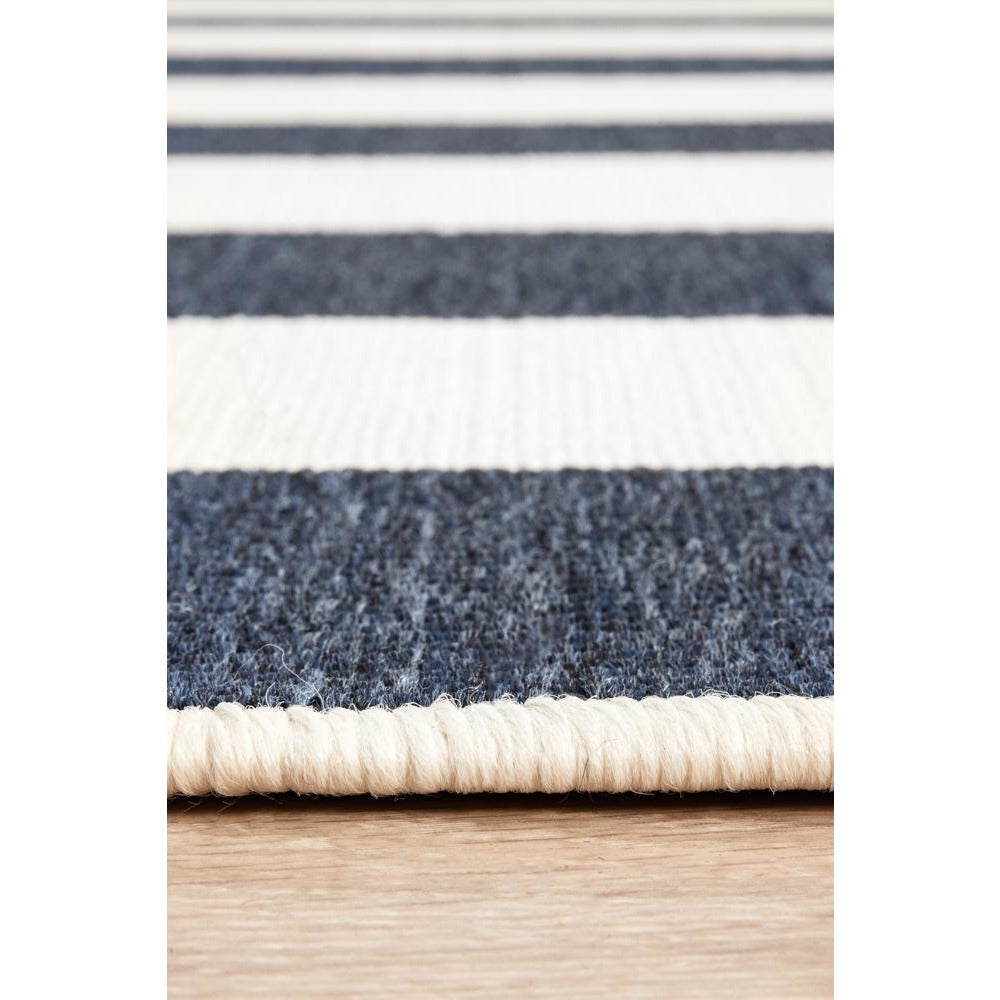 Coogee 4453 Navy Blue White Stripes Indoor Outdoor Modern Rug - Rugs Of Beauty - 8