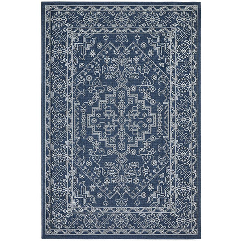 Coogee 4454 Navy Blue Tribal Indoor Outdoor Traditional Rug - Rugs Of Beauty - 1