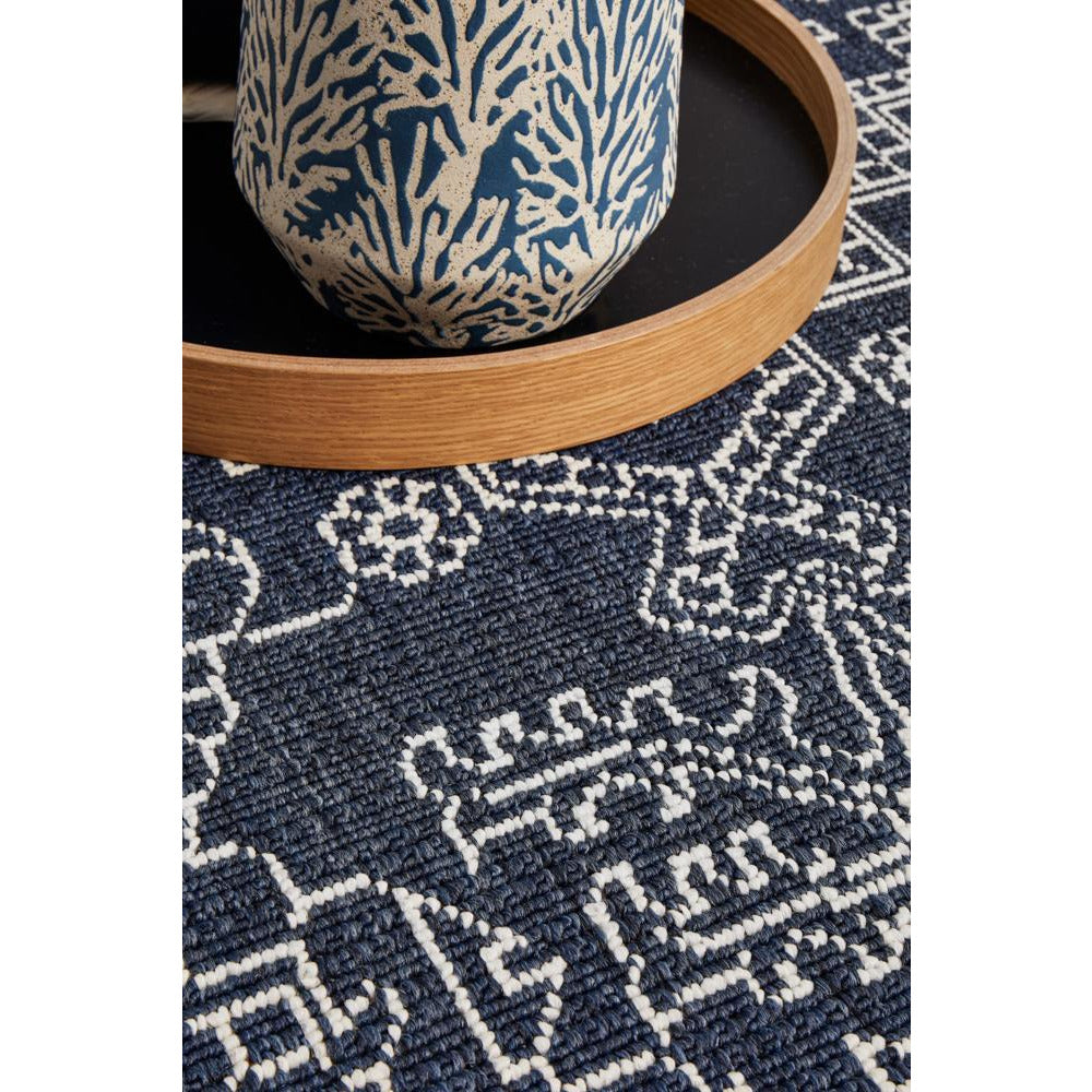 Coogee 4454 Navy Blue Tribal Indoor Outdoor Traditional Rug - Rugs Of Beauty - 5