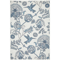 Coogee 4456 White Blue Hummingbirds Floral Indoor Outdoor Modern Rug - Rugs Of Beauty - 1