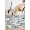 Coogee 4456 White Blue Hummingbirds Floral Indoor Outdoor Modern Rug - Rugs Of Beauty - 2