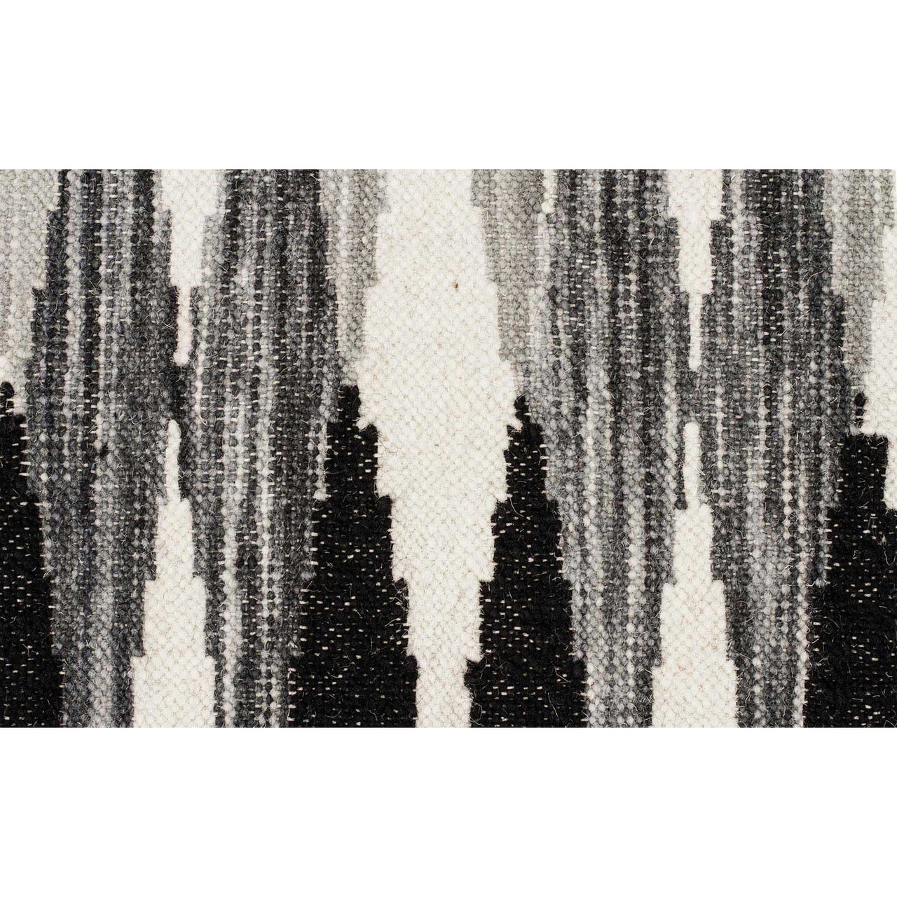 Avesta 1758 Black Multi Coloured Weave Pattern Modern Scandinavian Wool Rug - Rugs Of Beauty - 7