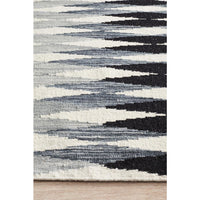 Avesta 1758 Black Multi Coloured Weave Pattern Modern Scandinavian Wool Rug - Rugs Of Beauty - 8