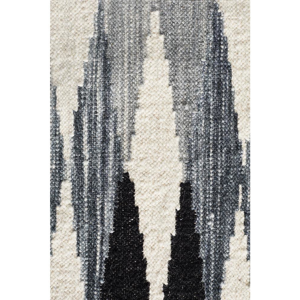 Avesta 1758 Black Multi Coloured Weave Pattern Modern Scandinavian Wool Rug - Rugs Of Beauty - 9