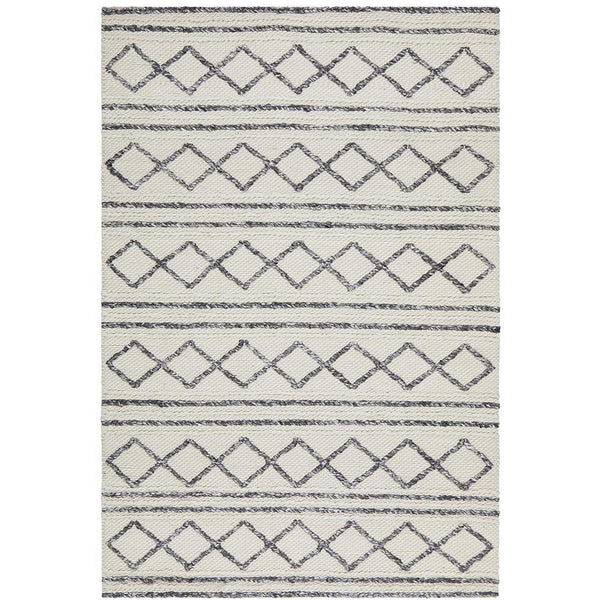 Avesta 1763 Beige Grey Patterned Modern Scandinavian Wool Viscose Rug - Rugs Of Beauty - 1