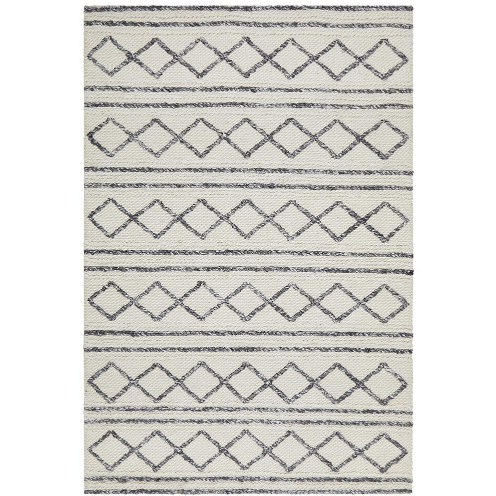 Avesta 1763 Beige Grey Patterned Modern Scandinavian Wool Viscose Rug - Rugs Of Beauty - 1