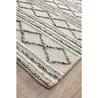 Avesta 1763 Beige Grey Patterned Modern Scandinavian Wool Viscose Rug - Rugs Of Beauty - 3