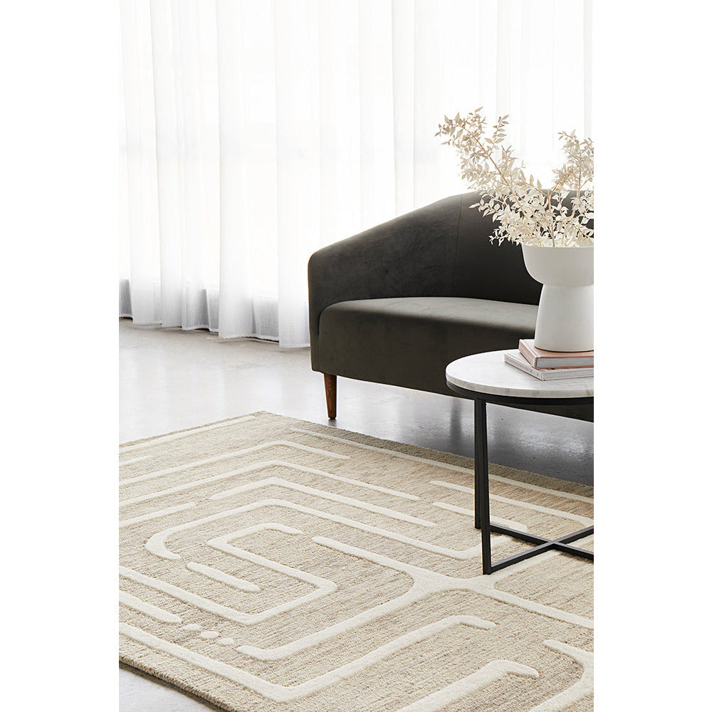 Glacier 453 Neutral Textured Modern Wool Rug - Rugs Of Beauty - 2